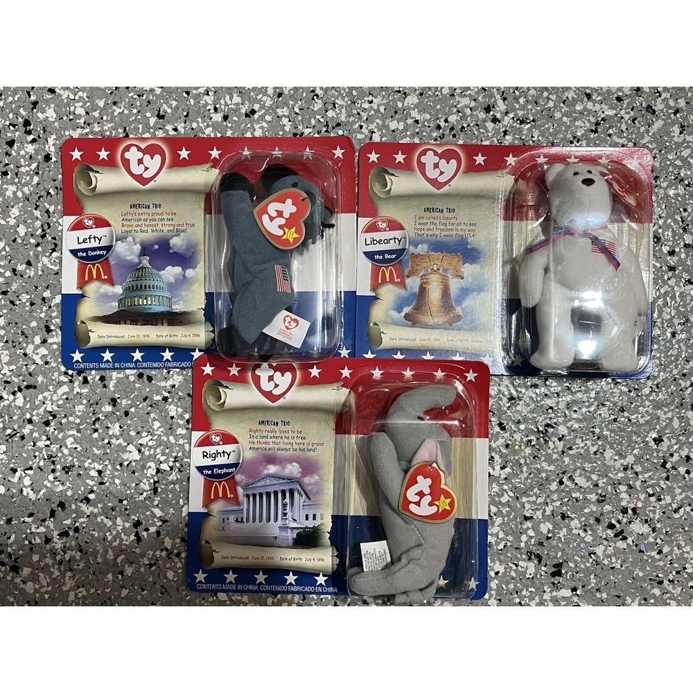 TY American Trio Teenie Beanie Babies 1996 McDonalds Complete Set
